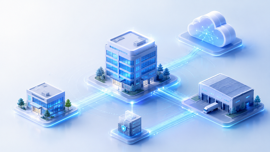 Vernetzte Unternehmensstandorte mit Glasfaser, Cloud und Backup-Infrastruktur